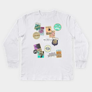 Souvenir Travel Stickers - Nambian gold colour Kids Long Sleeve T-Shirt